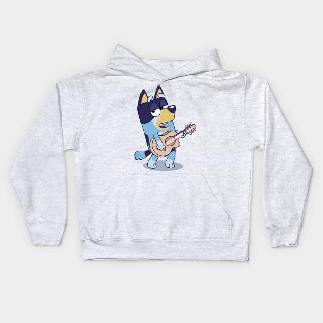 Bluey Playing a Guitar Kids Hoodie by Tanti8800